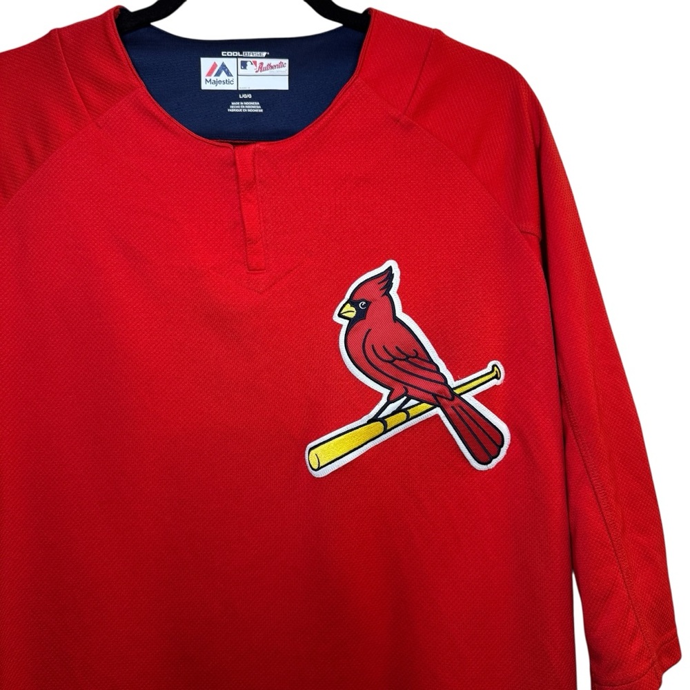 St‎ Louis Cardinals Men’s L Red Majestic 1/4 Zip Short Sleeve Pullover